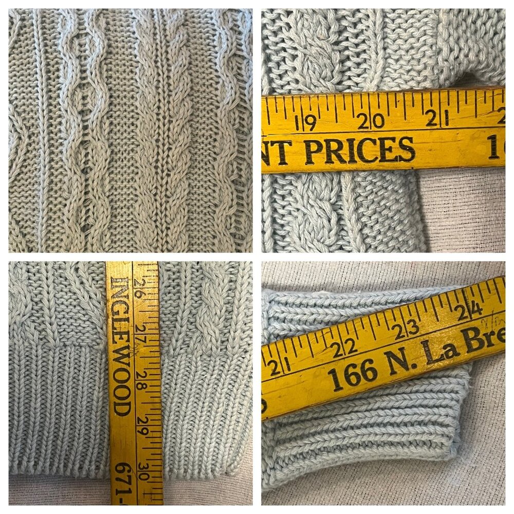 Fenn Wright & Manson Cable Knit Sweater Fisherman Light Blue Size Medium - Picture 7 of 12